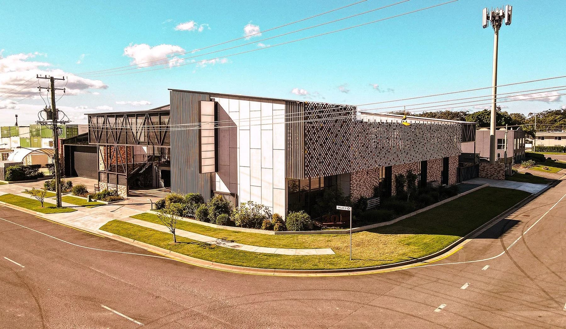 A modern commercial building on a Gold Coast street corner