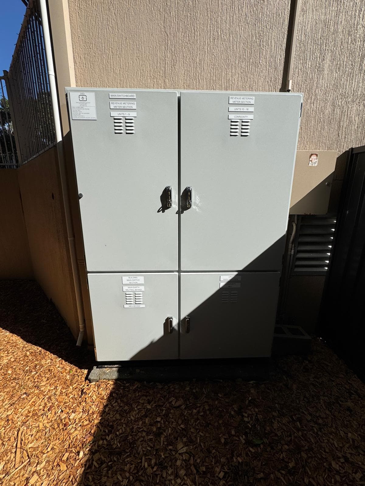 The new switchboard cabinet at Heath St., doors closed